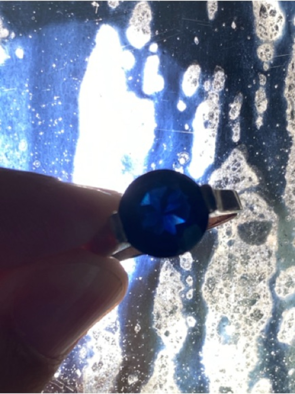 Vintage Sterling Silver Ring with Deep Blue Stone - Women's Jewelry - Picture 7 of 10